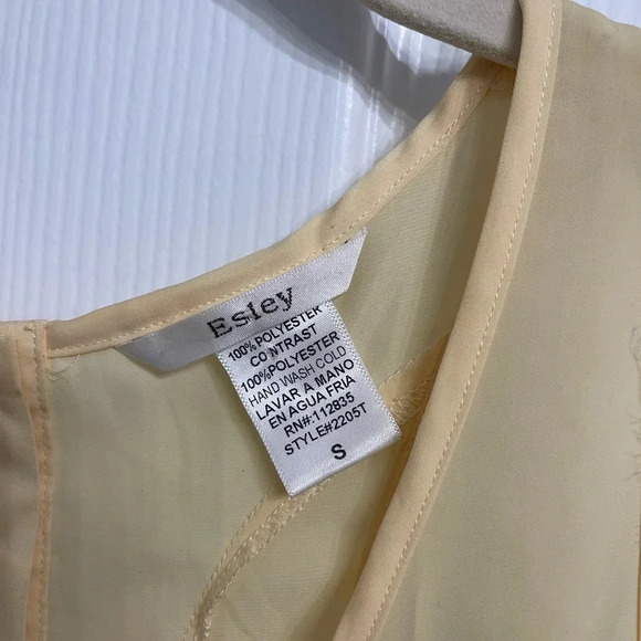 Esley (Anthropologie) Ruffle Fringe Bottom Tank Shirt Top Small Light Yellow - Picture 4 of 5